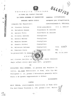 LE SENTENZE STORICHE DELLA CORTE SUPREMA DI CASSAZIONE SEZIONE n.4467 DEL 25/02/2009